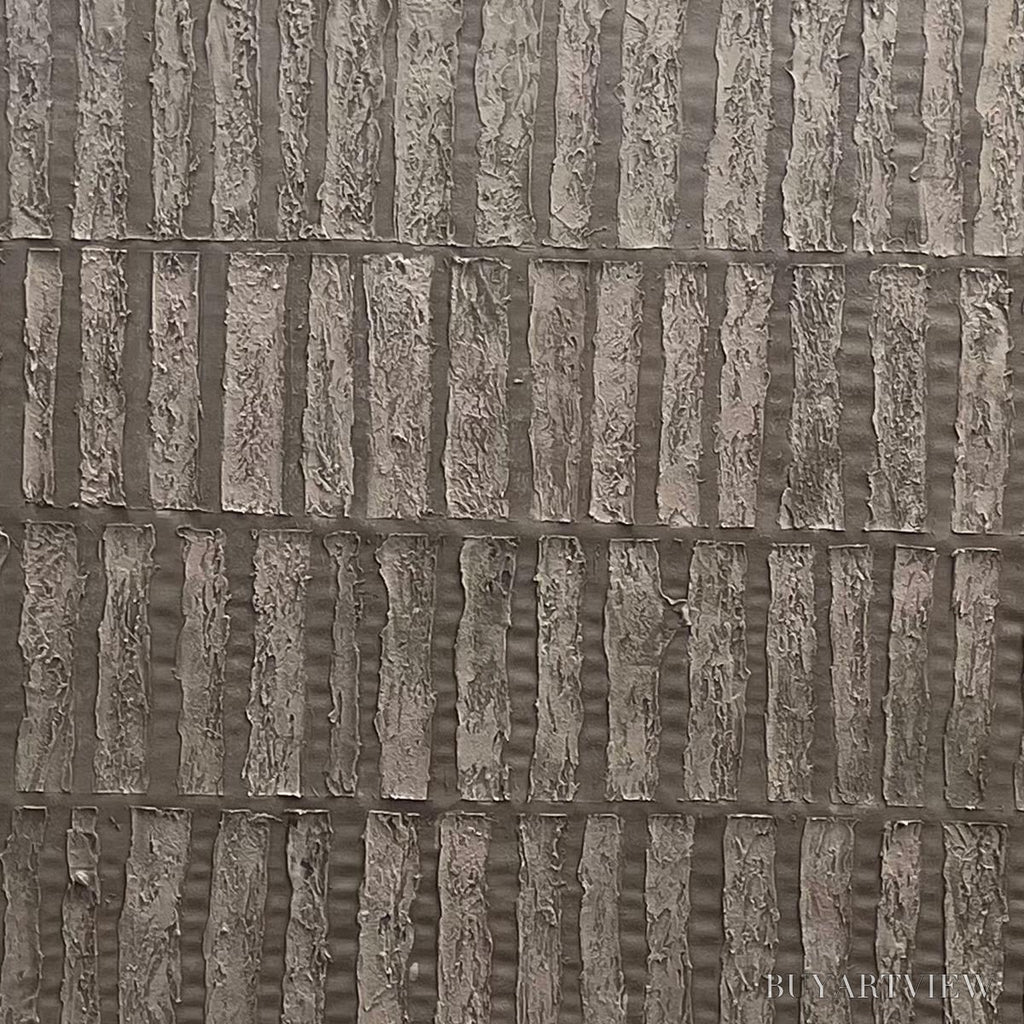 ARTOVITAS Textured Rectangle Array – Minimalist Textured Painting in Brown - image 3