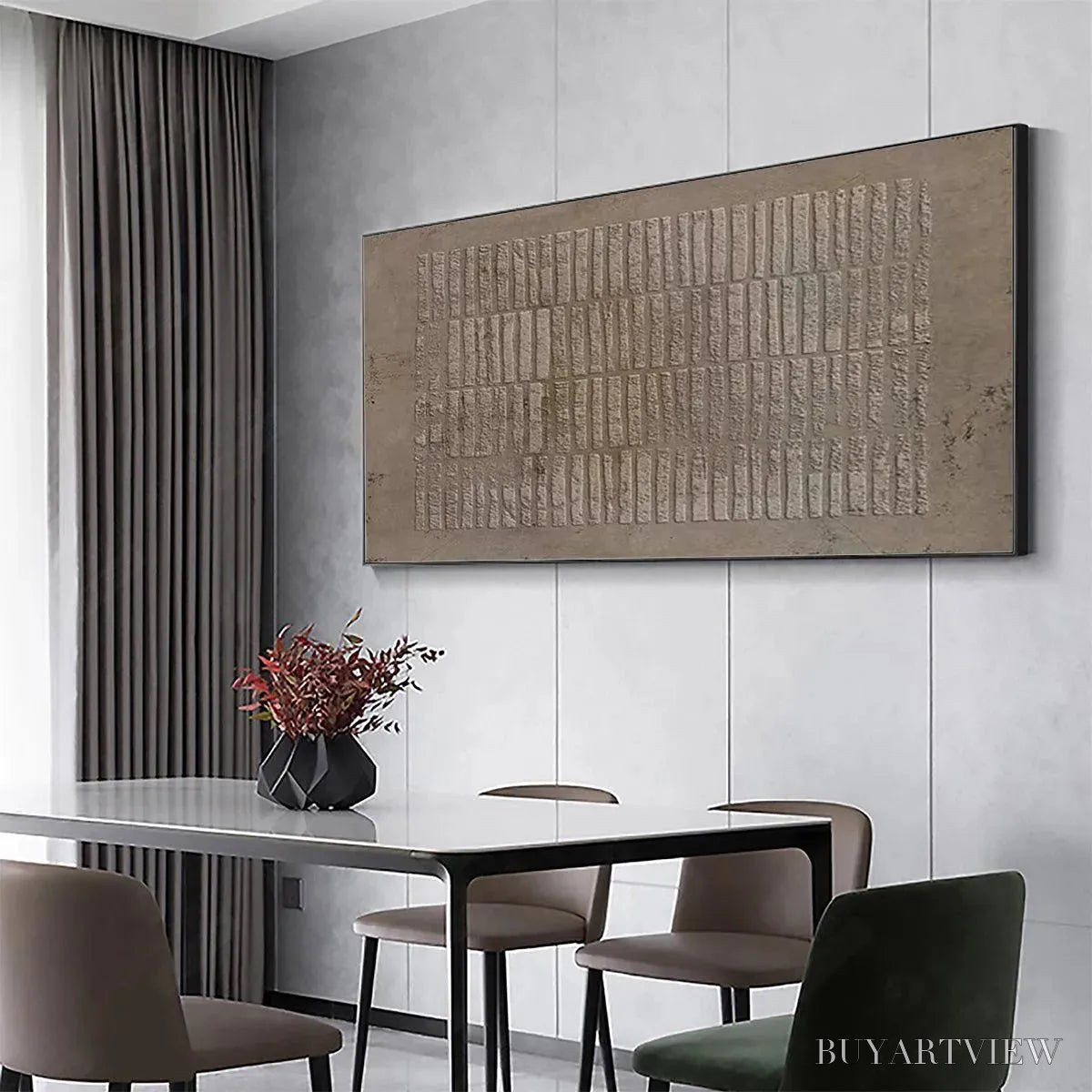 ARTOVITAS Textured Rectangle Array – Minimalist Textured Painting in Brown - image 4
