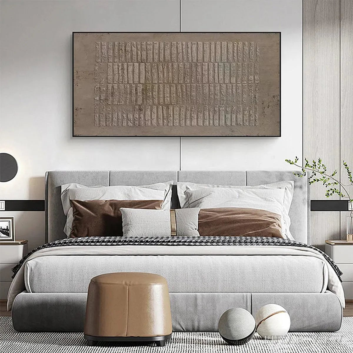 ARTOVITAS Textured Rectangle Array – Minimalist Textured Painting in Brown - image 5