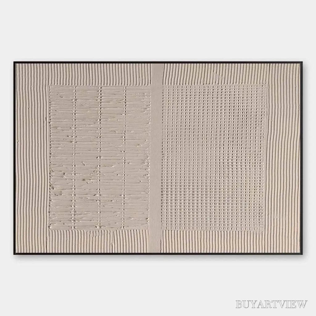 ARTOVITAS Beige Texture Diptych – Textured Abstract Painting in Beige - image 1