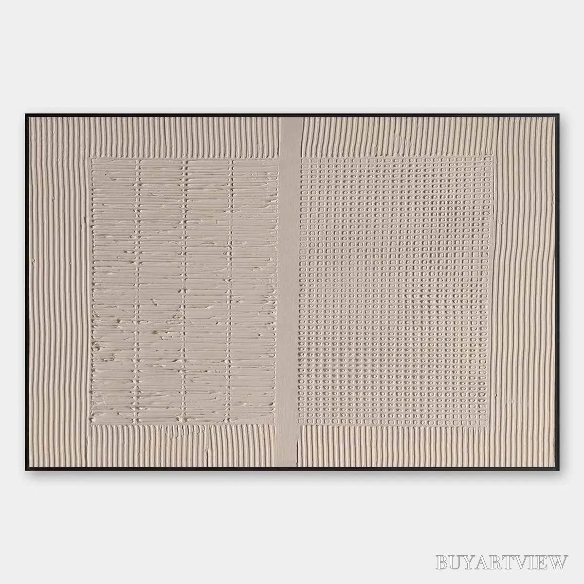 ARTOVITAS Beige Texture Diptych – Textured Abstract Painting in Beige - image 1