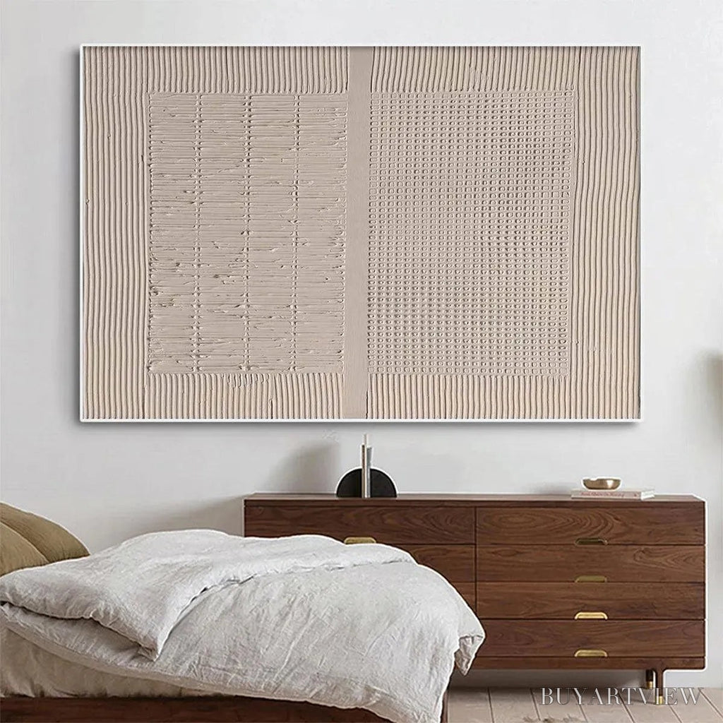 ARTOVITAS Beige Texture Diptych – Textured Abstract Painting in Beige - image 2