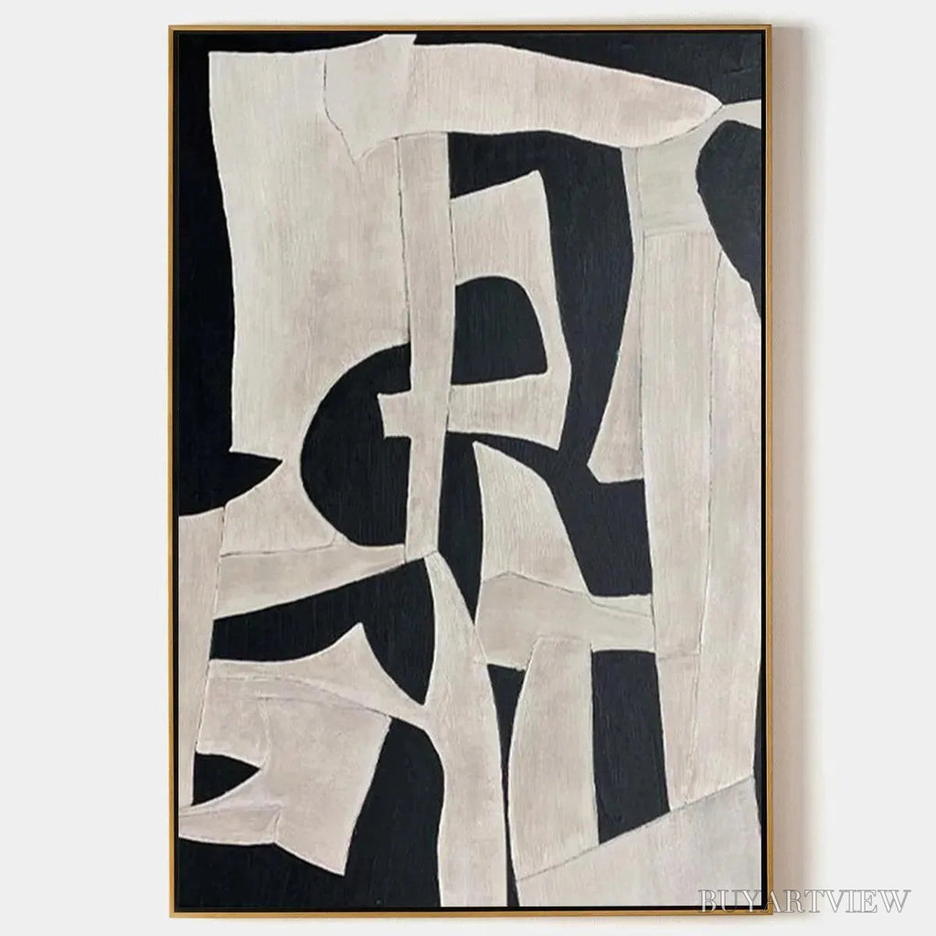 ARTOVITAS Black and White Abstract – Minimalist Abstract Painting - image 1
