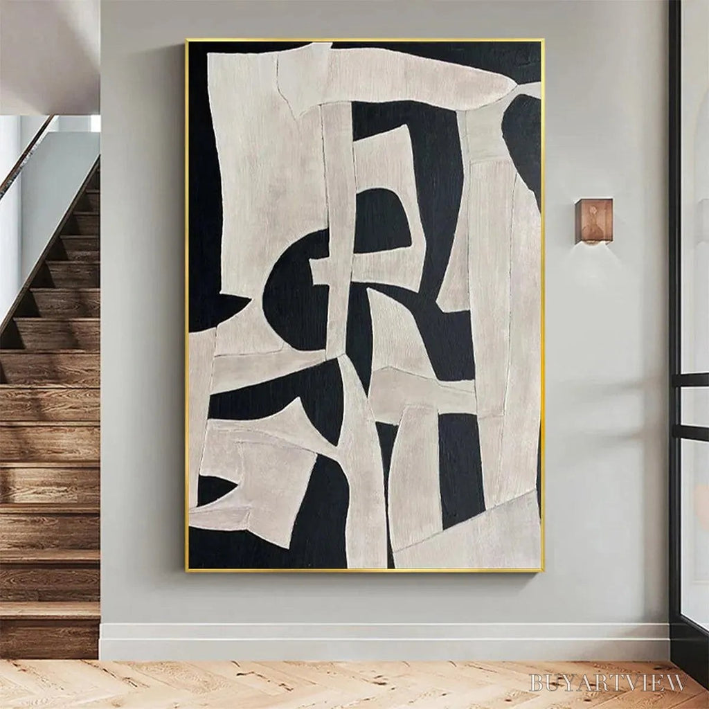ARTOVITAS Black and White Abstract – Minimalist Abstract Painting - image 5