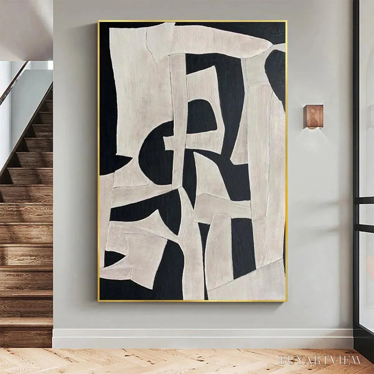 ARTOVITAS Black and White Abstract – Minimalist Abstract Painting - image 5