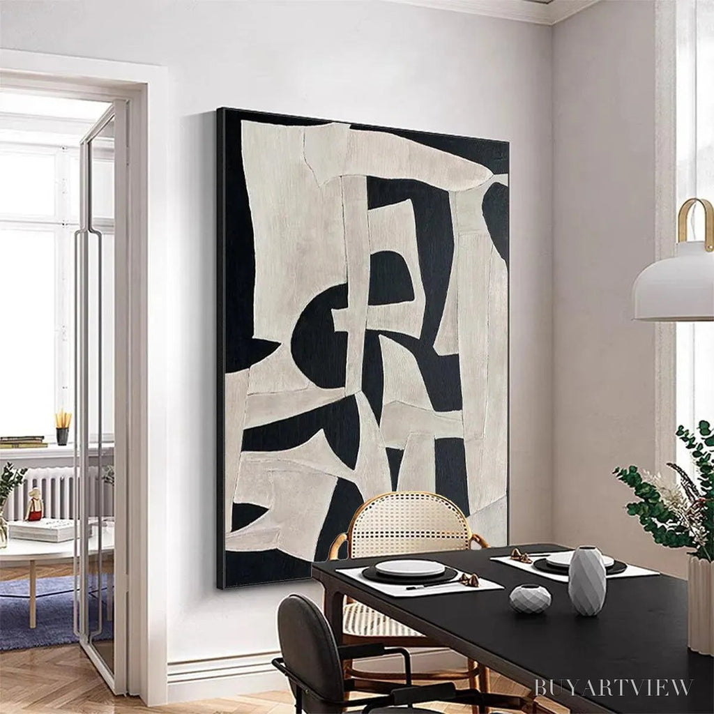 ARTOVITAS Black and White Abstract – Minimalist Abstract Painting - image 6