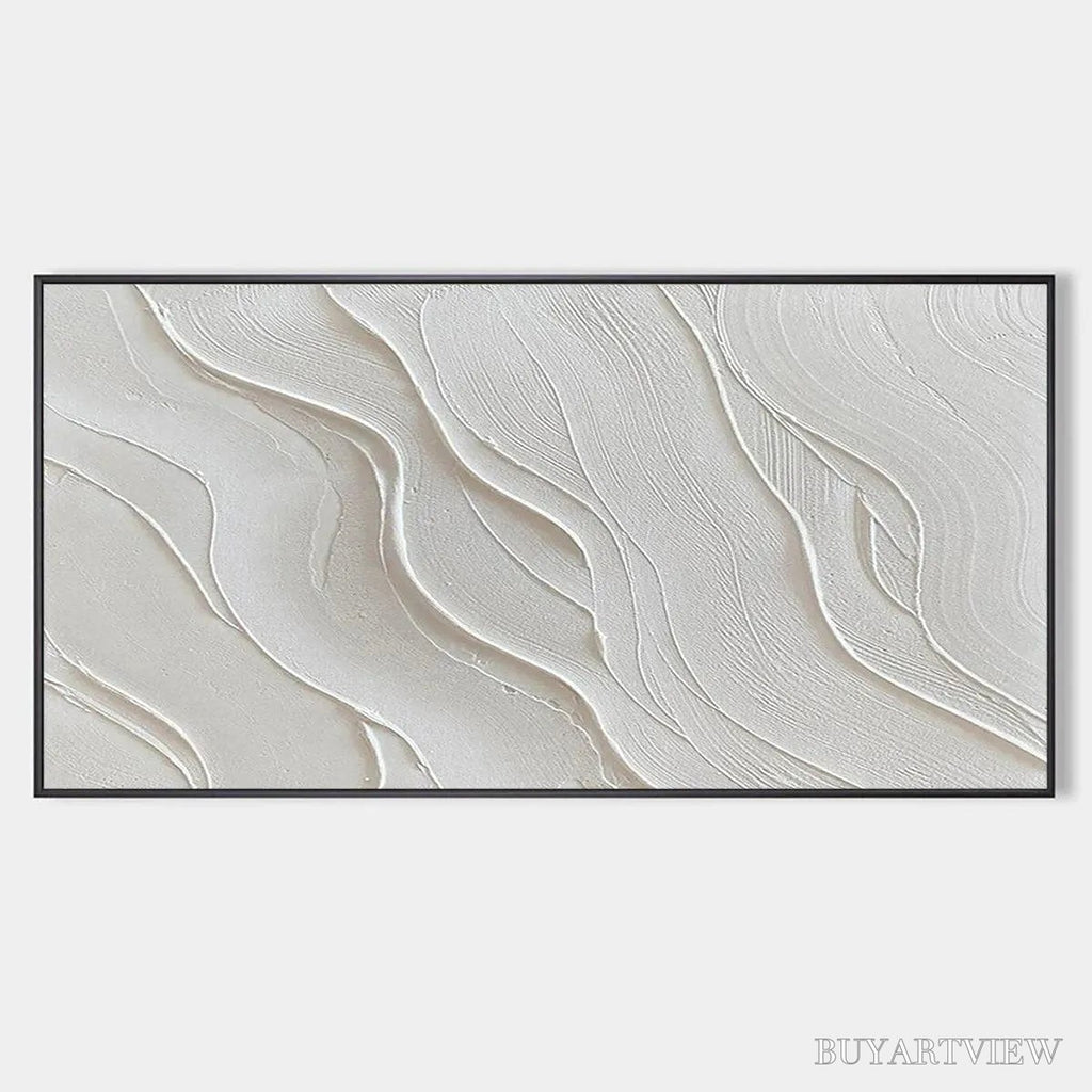 ARTOVITAS Serene Ripples – Abstract Minimalist Textured White Painting - image 1