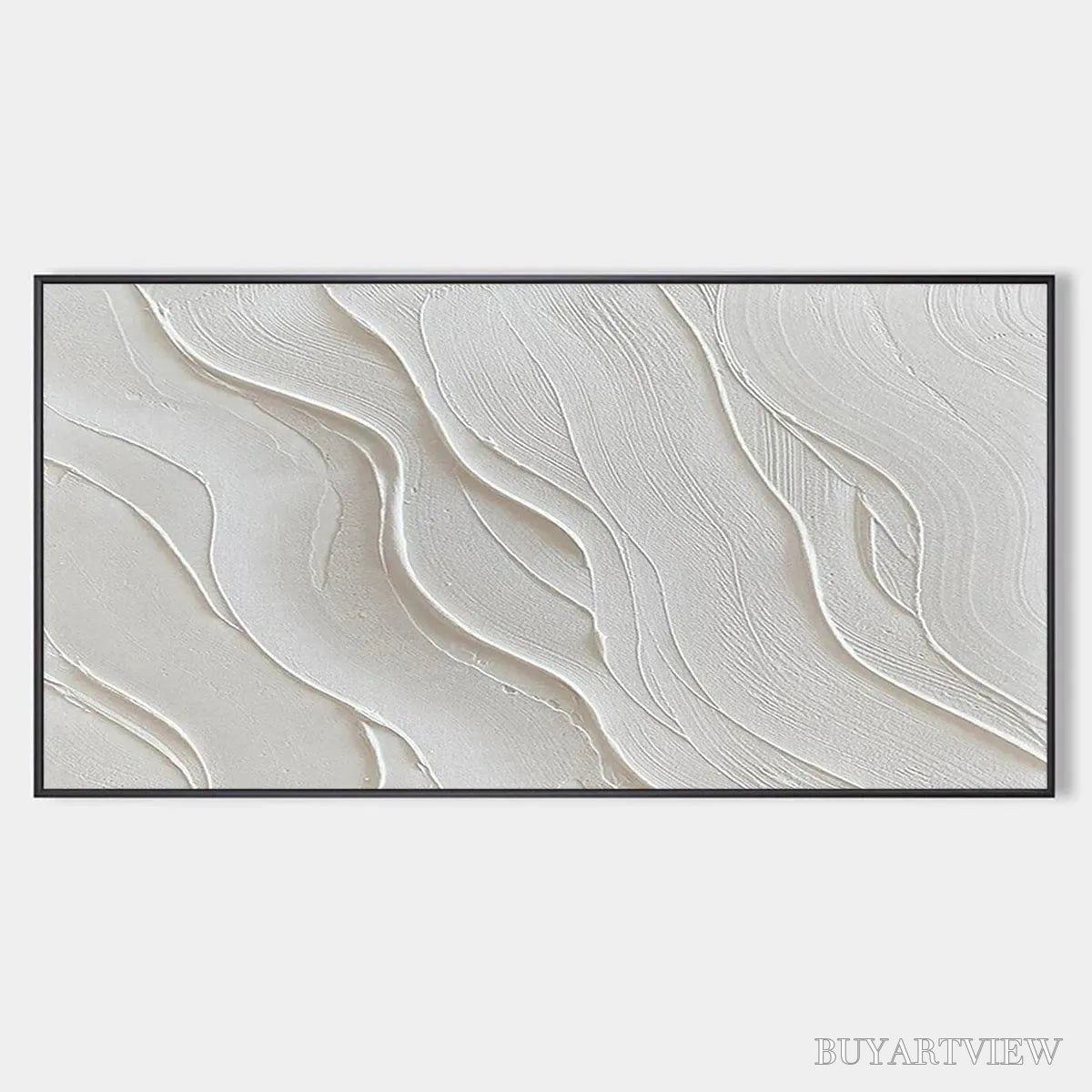 ARTOVITAS Serene Ripples – Abstract Minimalist Textured White Painting - image 1