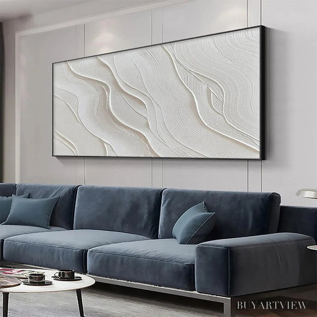 ARTOVITAS Serene Ripples – Abstract Minimalist Textured White Painting - image 2