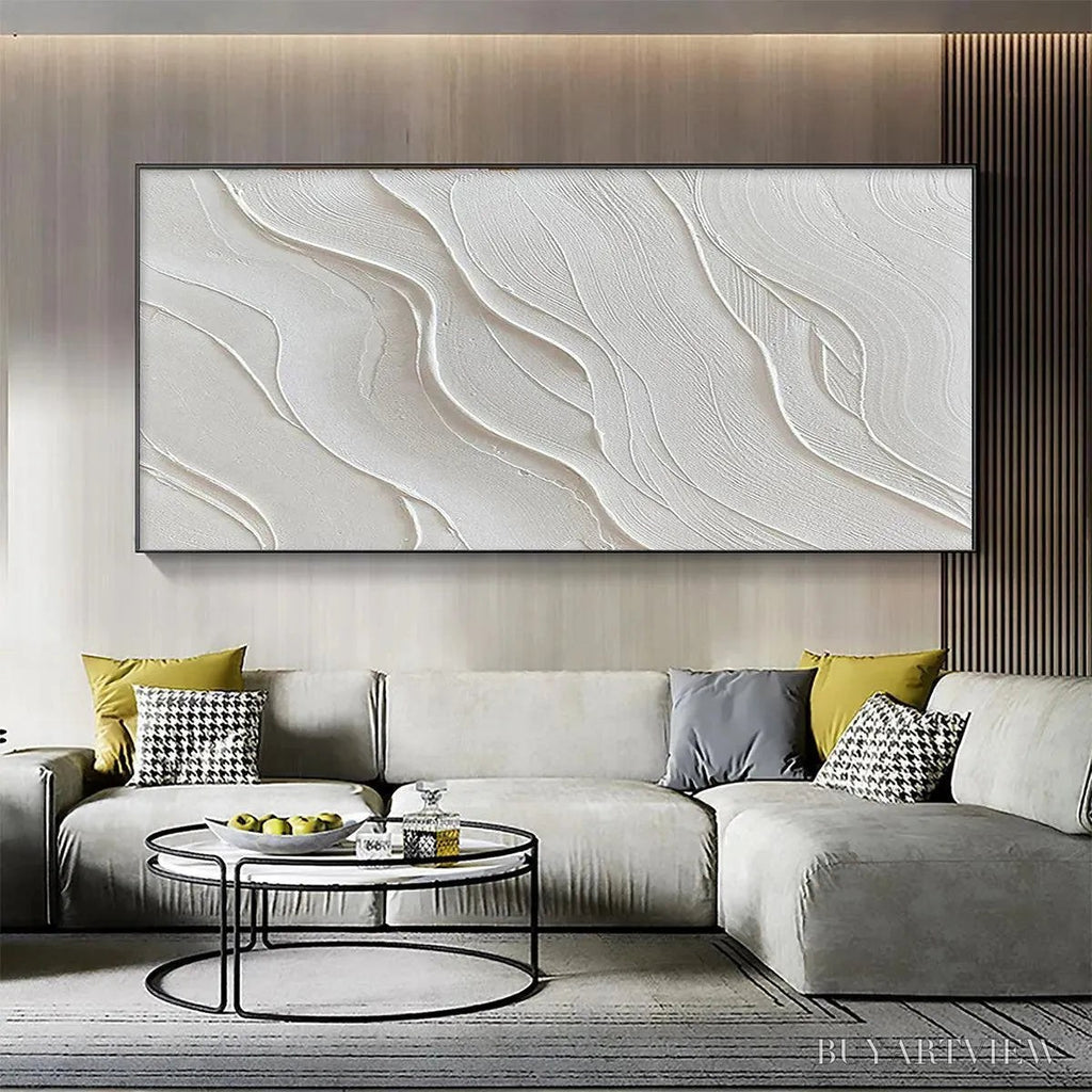 ARTOVITAS Serene Ripples – Abstract Minimalist Textured White Painting - image 4