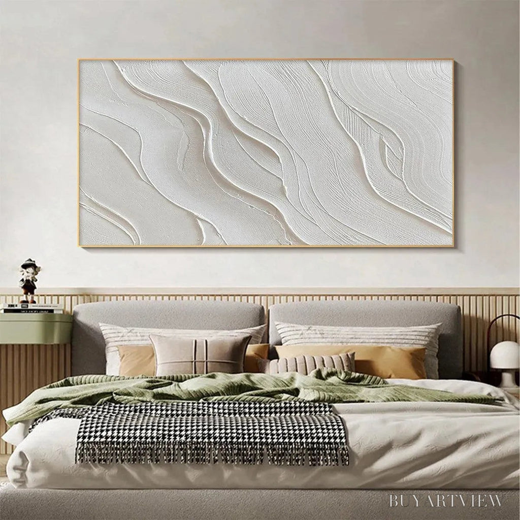 ARTOVITAS Serene Ripples – Abstract Minimalist Textured White Painting - image 5