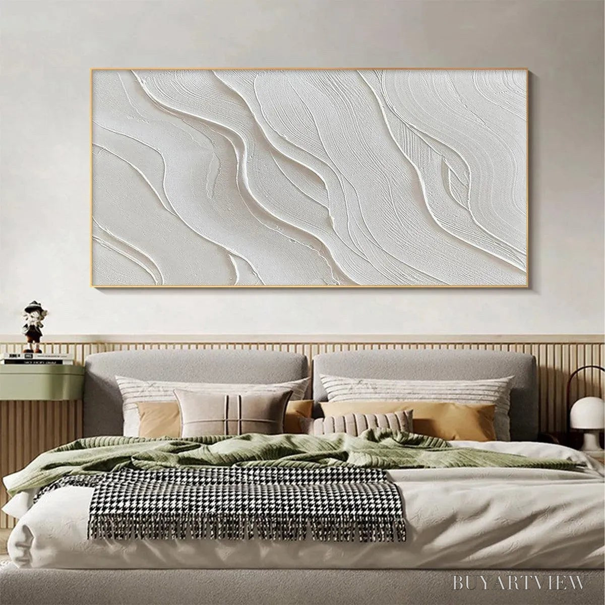 ARTOVITAS Serene Ripples – Abstract Minimalist Textured White Painting - image 5