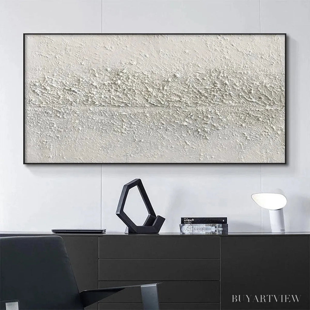 ARTOVITAS Textured Whispers – Textured Minimalist Abstract Painting in White - image 2