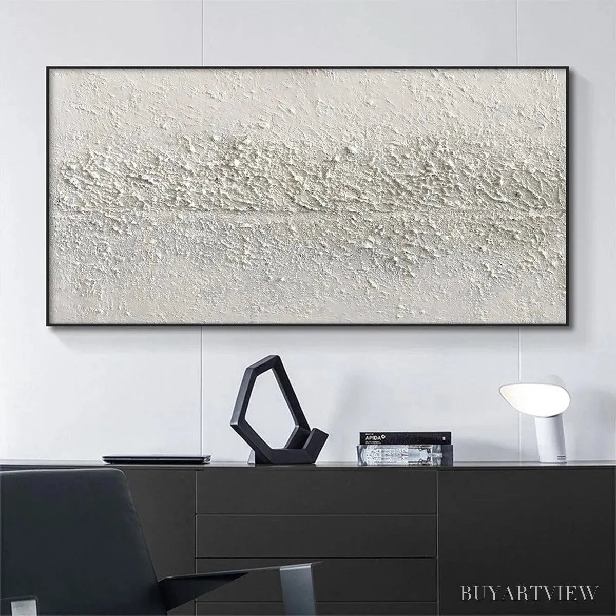 ARTOVITAS Textured Whispers – Textured Minimalist Abstract Painting in White - image 2