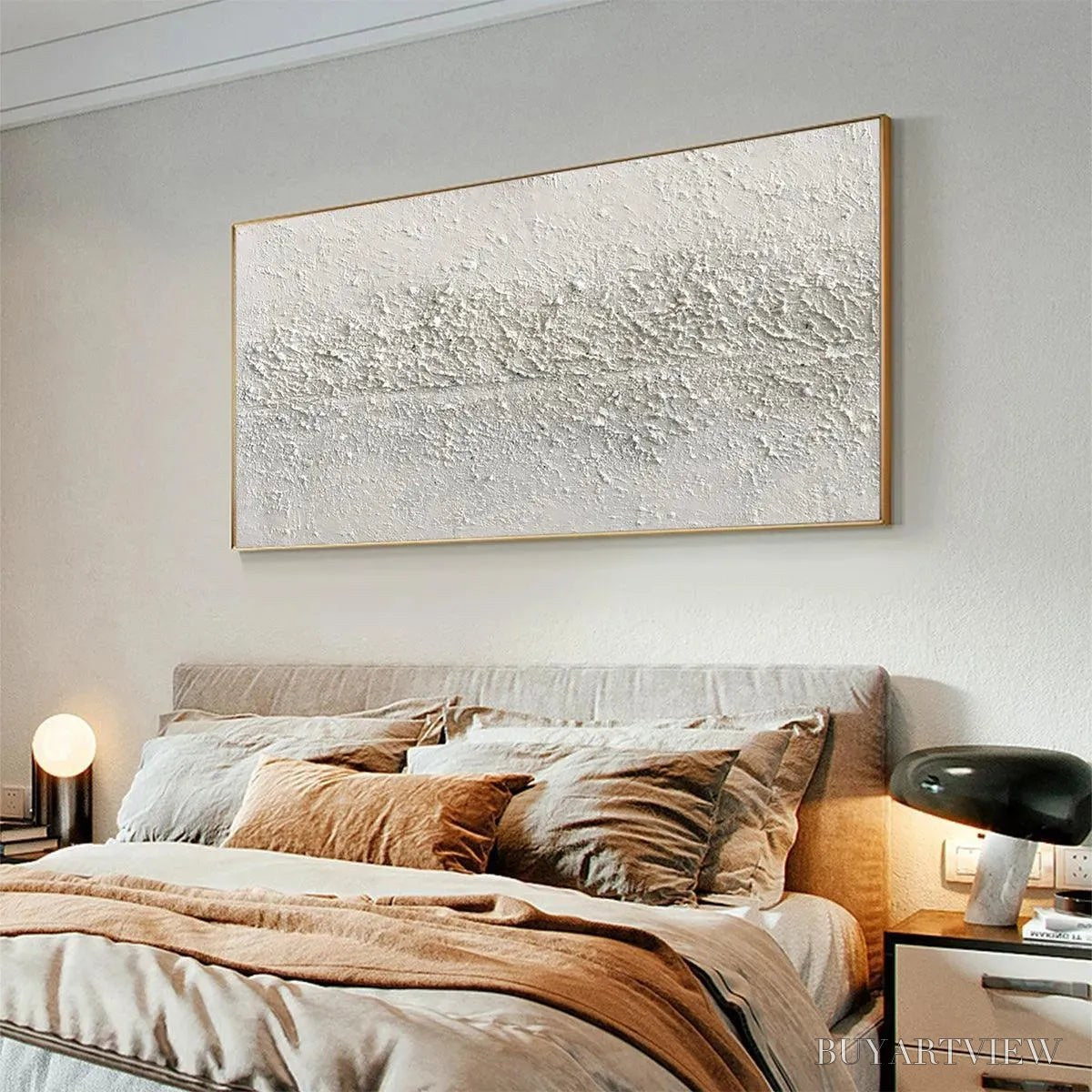 ARTOVITAS Textured Whispers – Textured Minimalist Abstract Painting in White - image 4