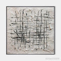 ARTOVITAS Woven Lines – Textured Minimalist Abstract Painting in Black and White - image 1