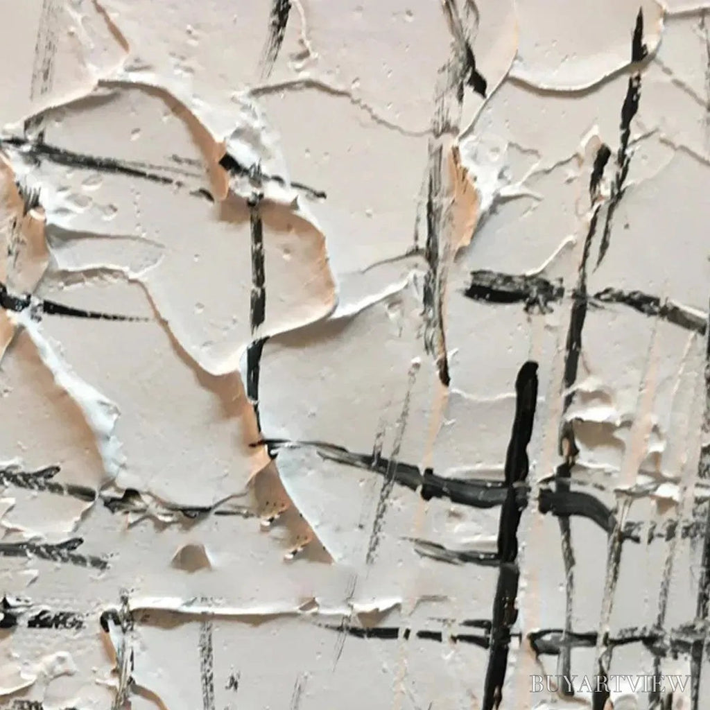 ARTOVITAS Woven Lines – Textured Minimalist Abstract Painting in Black and White - image 3