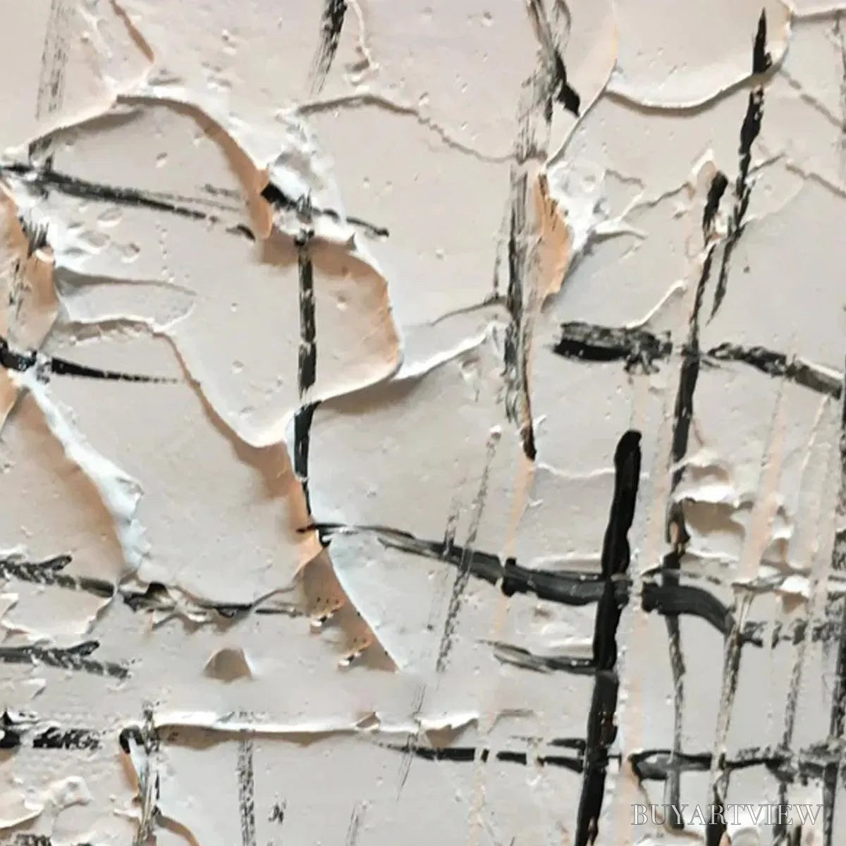 ARTOVITAS Woven Lines – Textured Minimalist Abstract Painting in Black and White - image 3