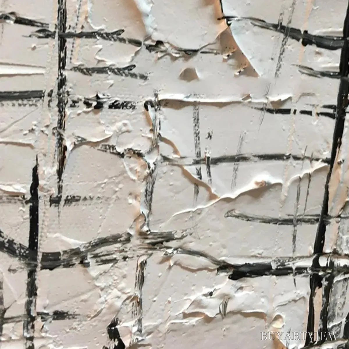ARTOVITAS Woven Lines – Textured Minimalist Abstract Painting in Black and White - image 5