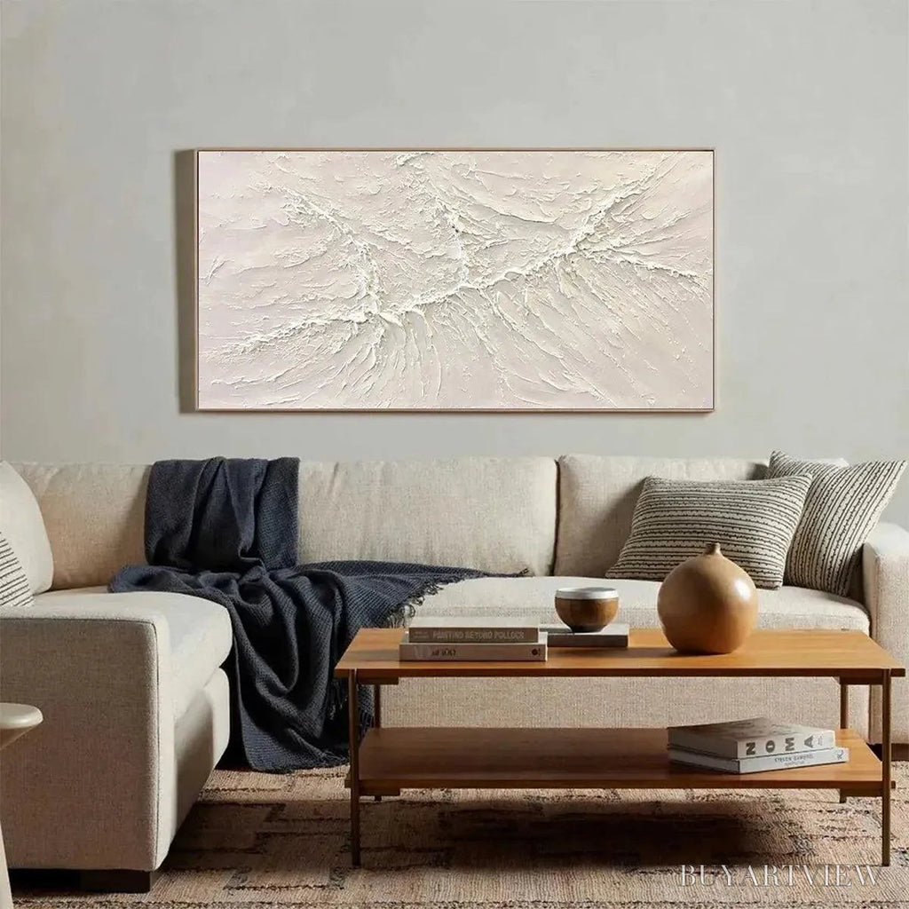 ARTOVITAS White Sands – Textured Minimalist Abstract Painting in White - image 2