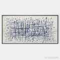 ARTOVITAS Blue Grid – Textured Minimalist Abstract Painting in Blue and White - image 1
