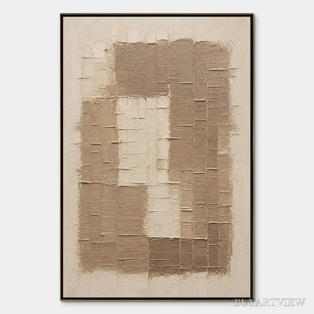 ARTOVITAS Carved Sand – Beige Relief Texture Vertical Painting - image 1