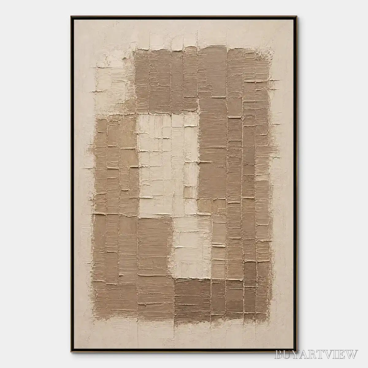 ARTOVITAS Carved Sand – Beige Relief Texture Vertical Painting - image 1