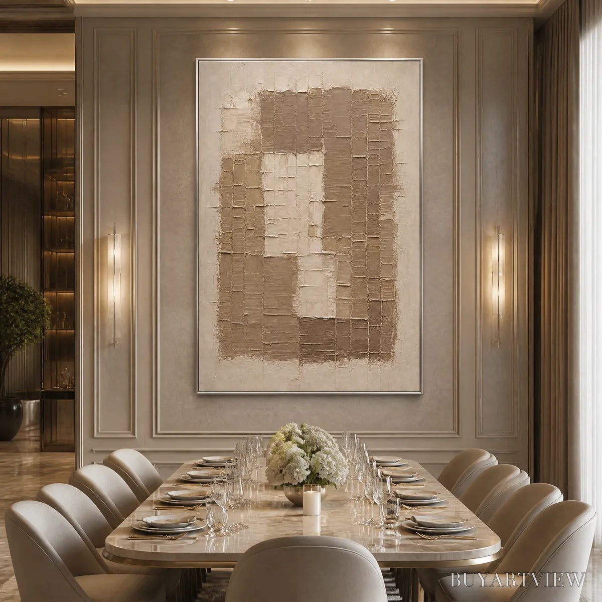 ARTOVITAS Carved Sand – Beige Relief Texture Vertical Painting - image 4