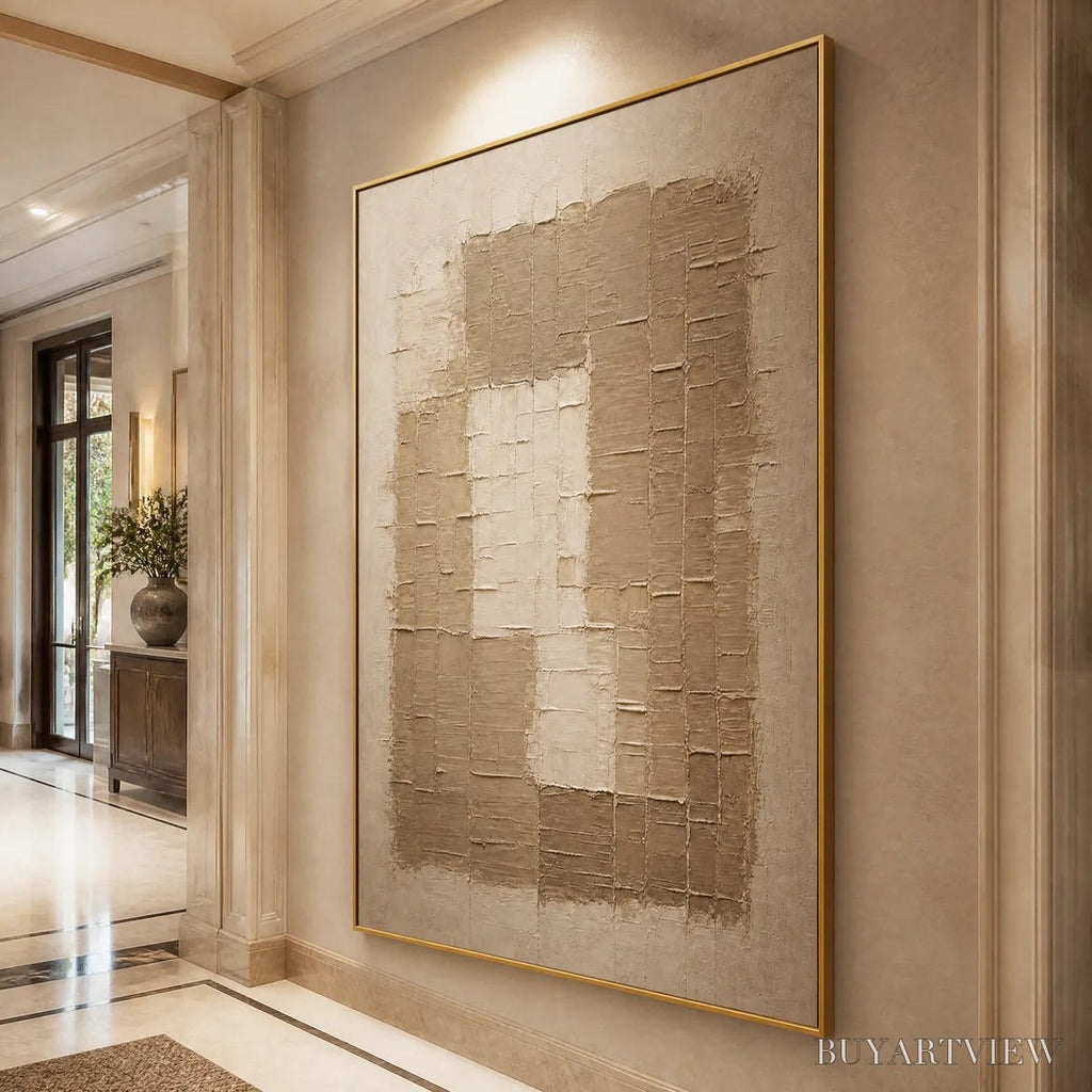 ARTOVITAS Carved Sand – Beige Relief Texture Vertical Painting - image 5