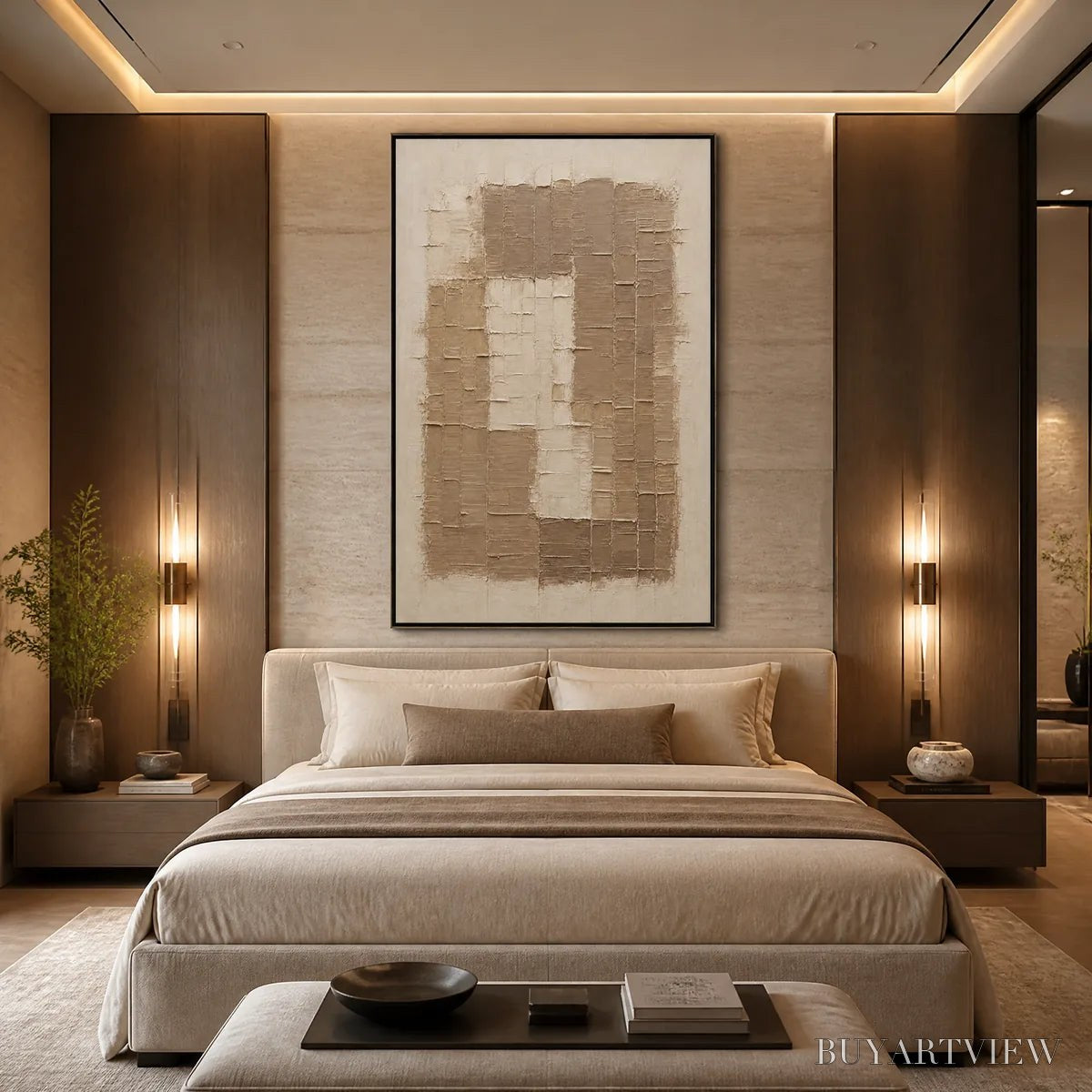 ARTOVITAS Carved Sand – Beige Relief Texture Vertical Painting - image 6