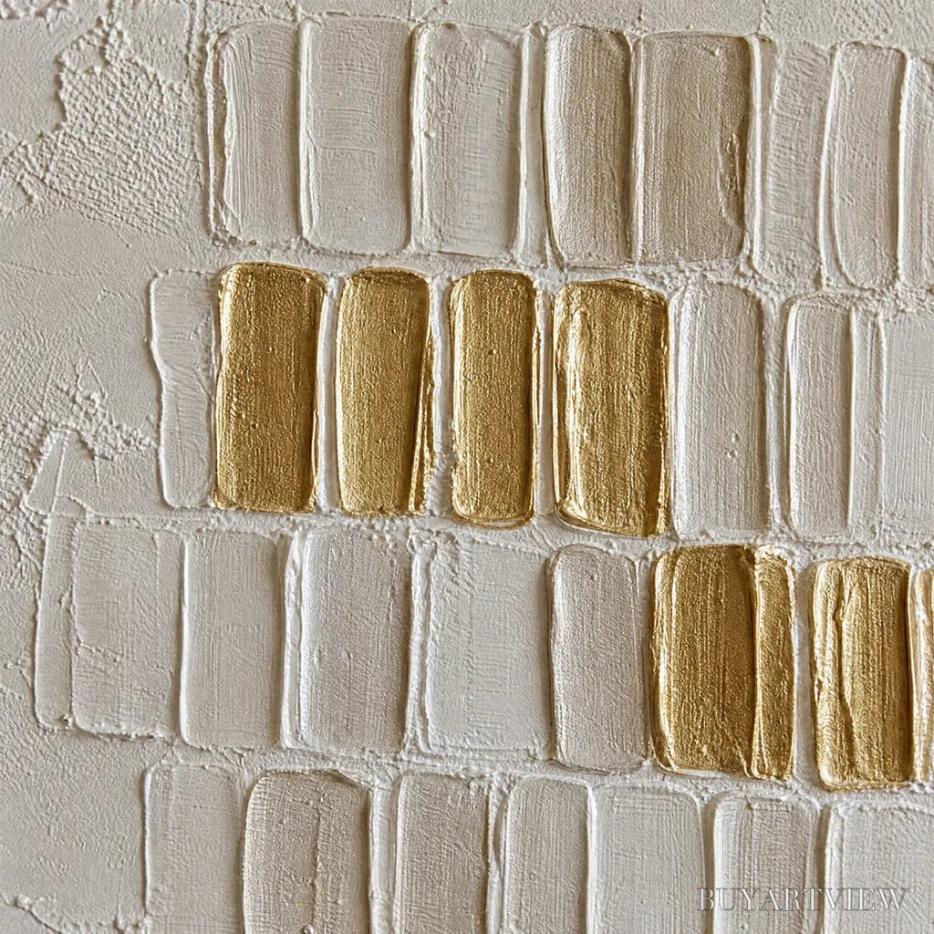 ARTOVITAS Ivory Halo – White Gold Relief Texture Abstract - image 3