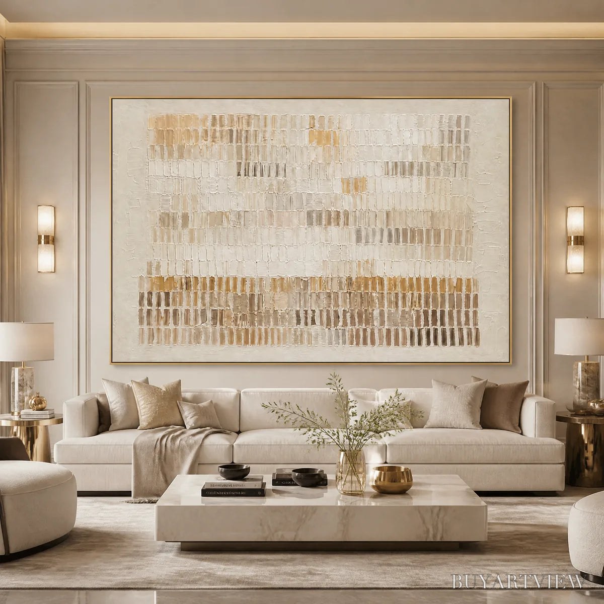 ARTOVITAS Sandline Horizon – Beige Linear Texture Horizontal Abstract - image 6
