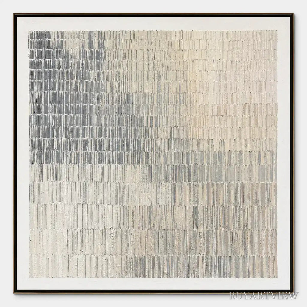 ARTOVITAS Grey Line Calm – Grey White Linear Texture Abstract - image 1