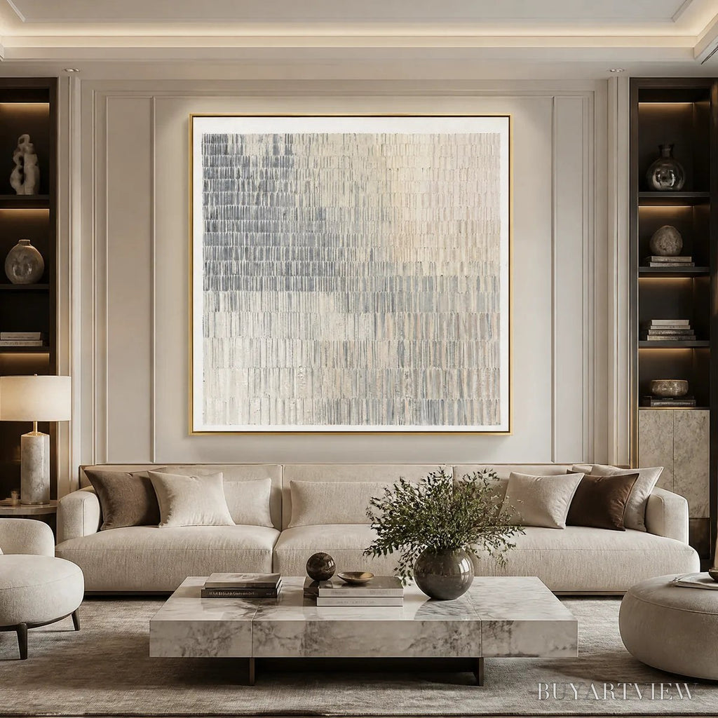 ARTOVITAS Grey Line Calm – Grey White Linear Texture Abstract - image 2