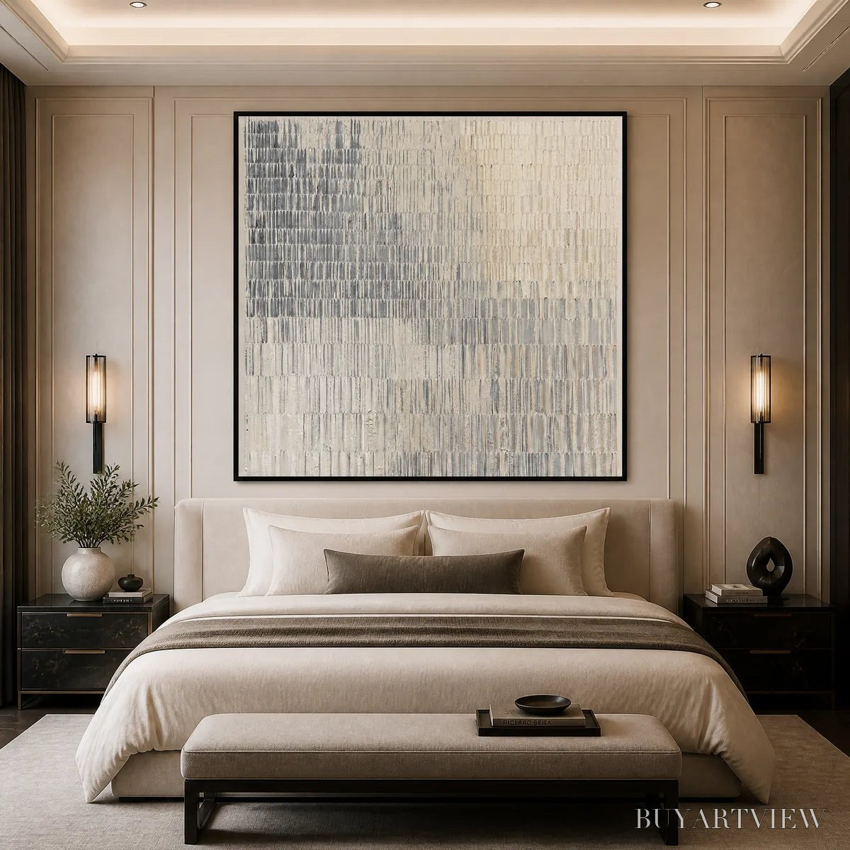 ARTOVITAS Grey Line Calm – Grey White Linear Texture Abstract - image 5