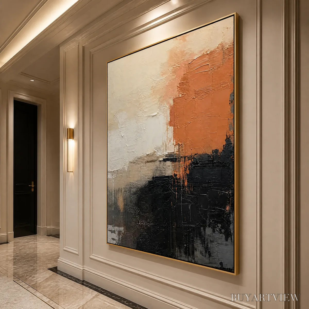 ARTOVITAS Coral Shadow – Coral Black Neutral Abstract - image 4