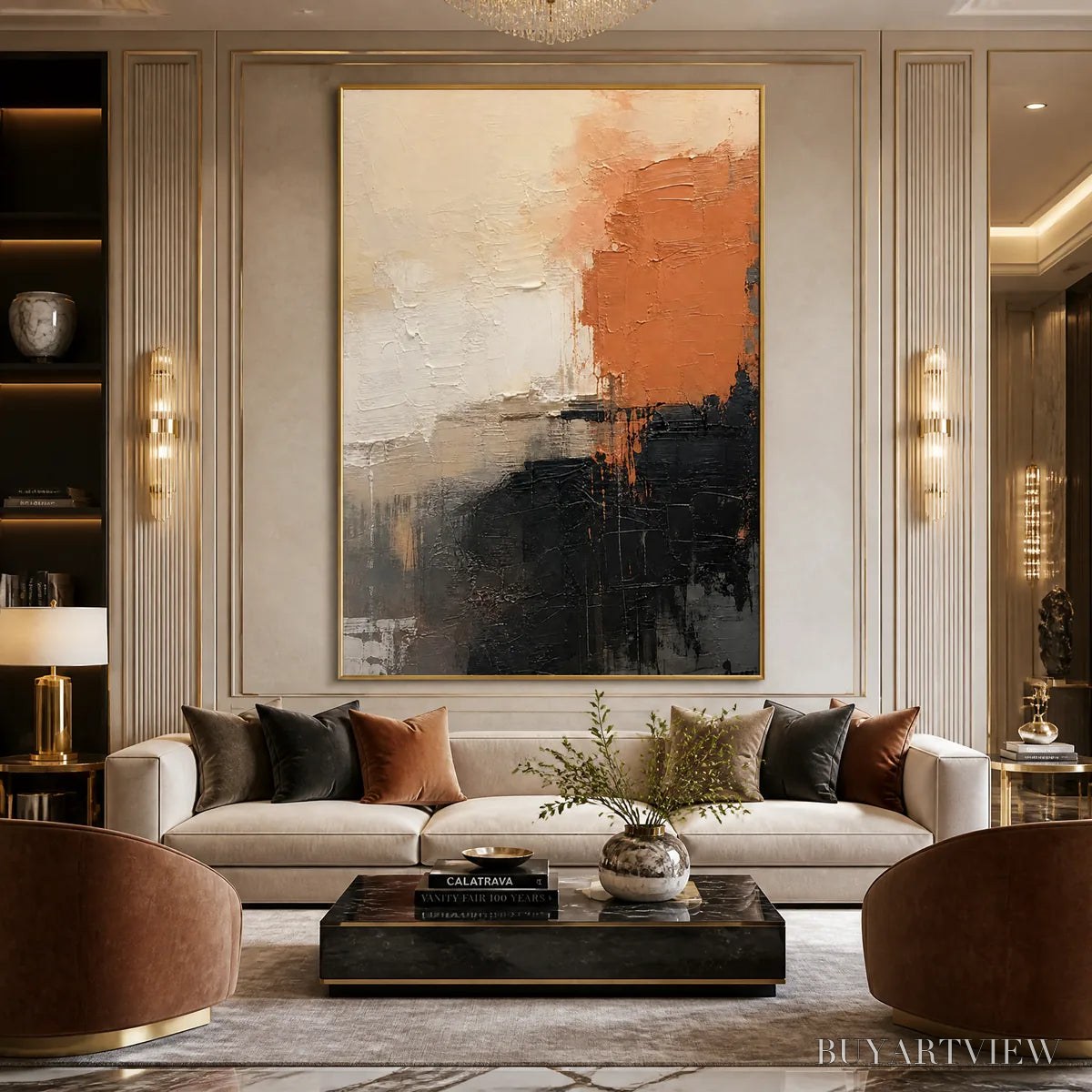 ARTOVITAS Coral Shadow – Coral Black Neutral Abstract - image 5