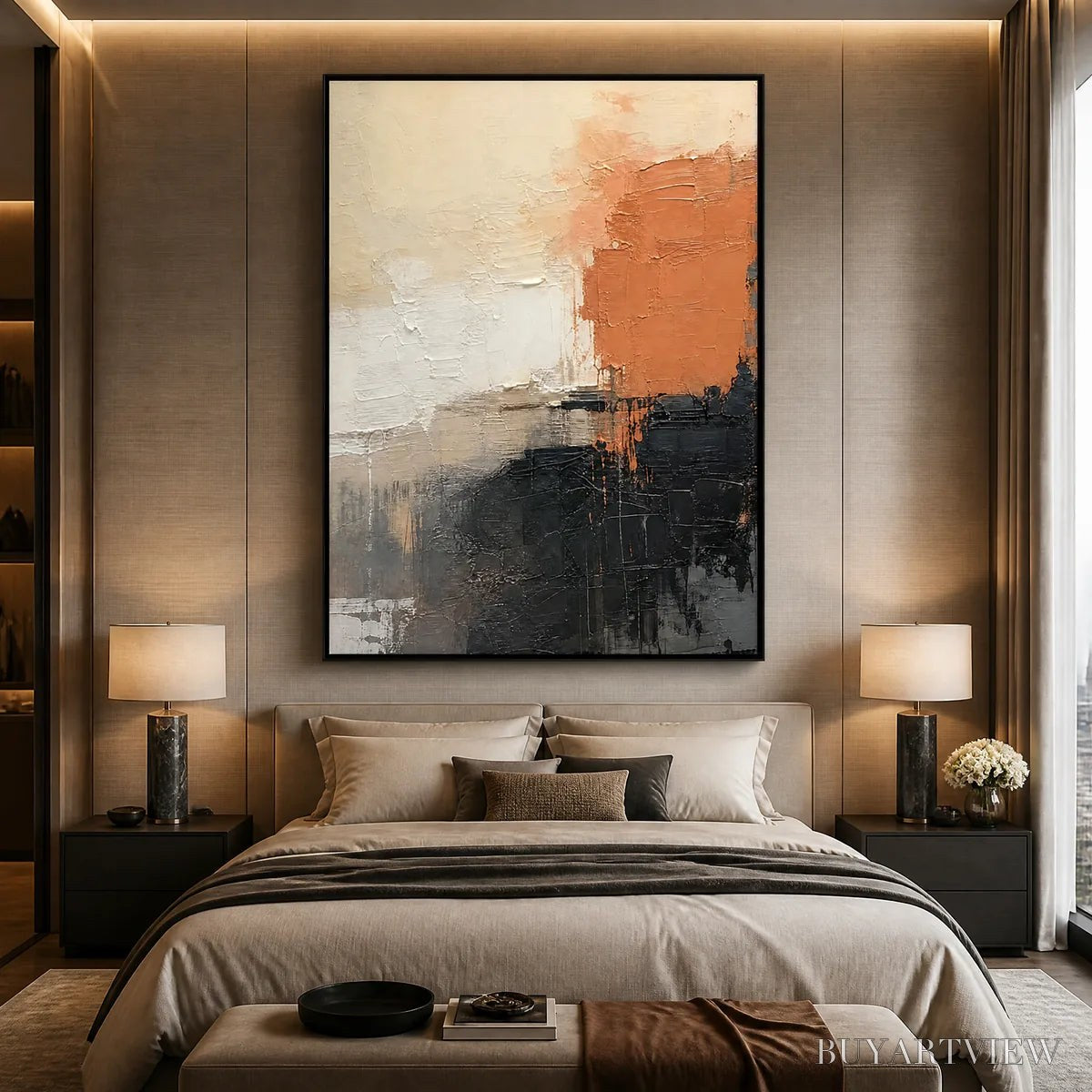 ARTOVITAS Coral Shadow – Coral Black Neutral Abstract - image 6