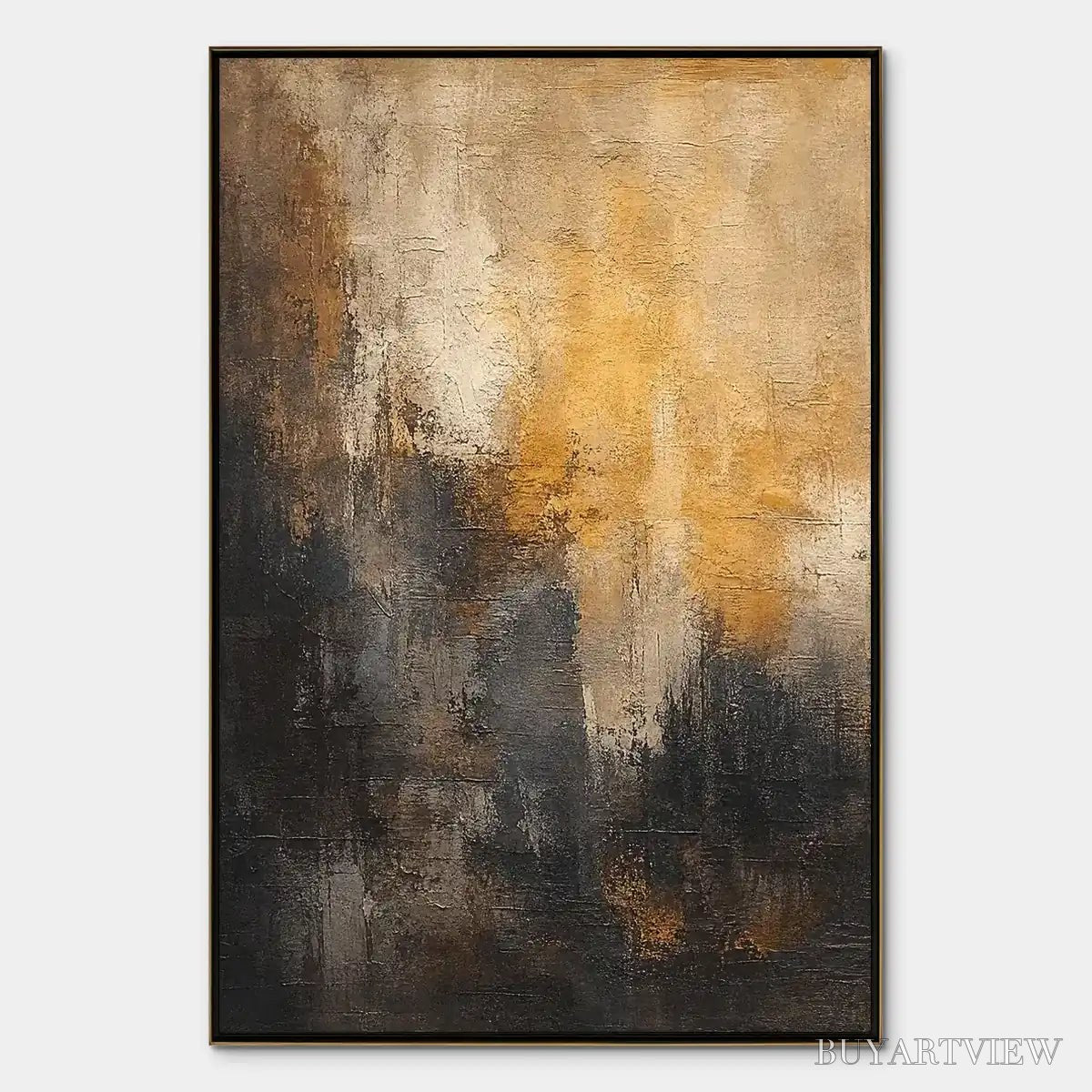 ARTOVITAS Dark Ember Rise – Dark Gold Vertical Abstract - image 1
