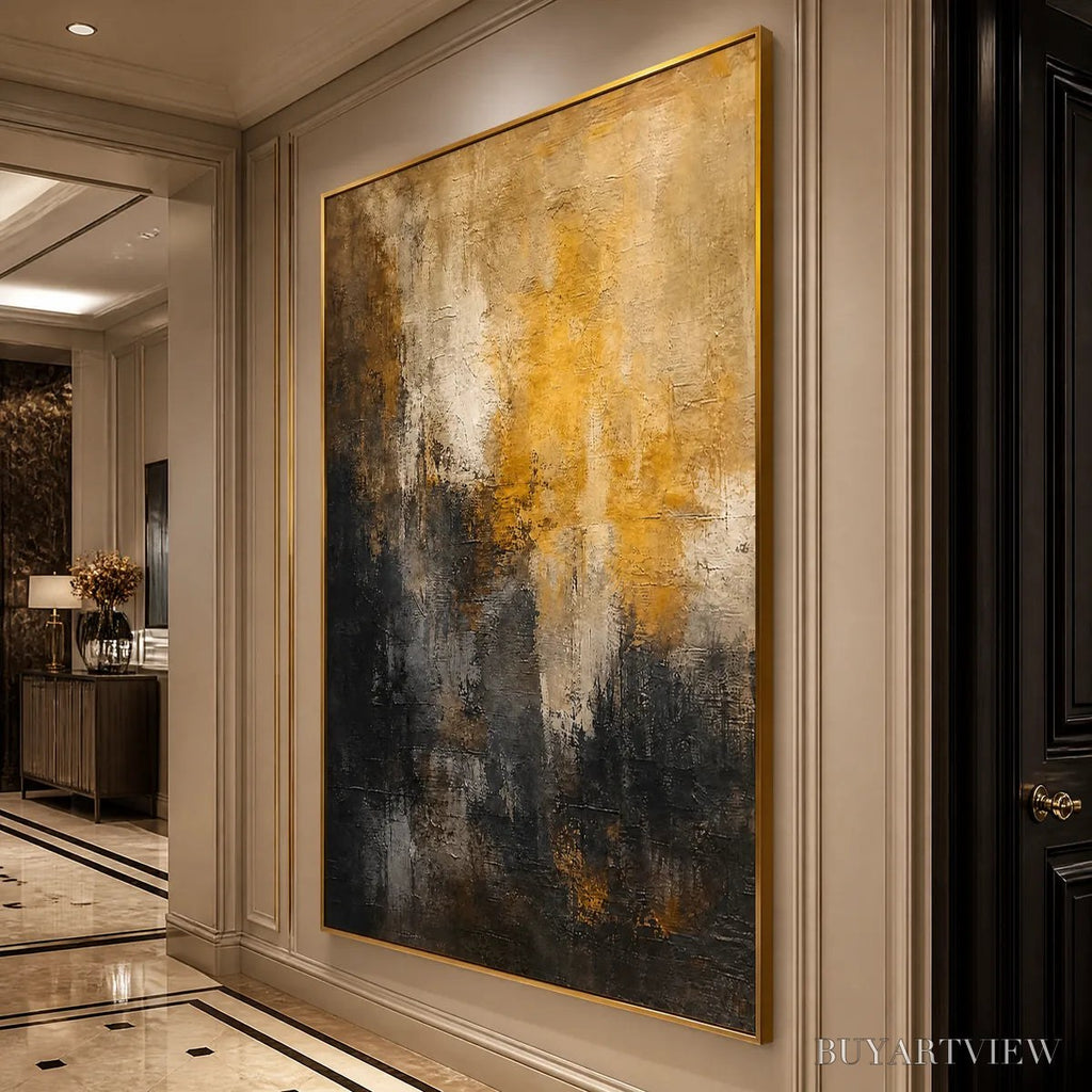 ARTOVITAS Dark Ember Rise – Dark Gold Vertical Abstract - image 4