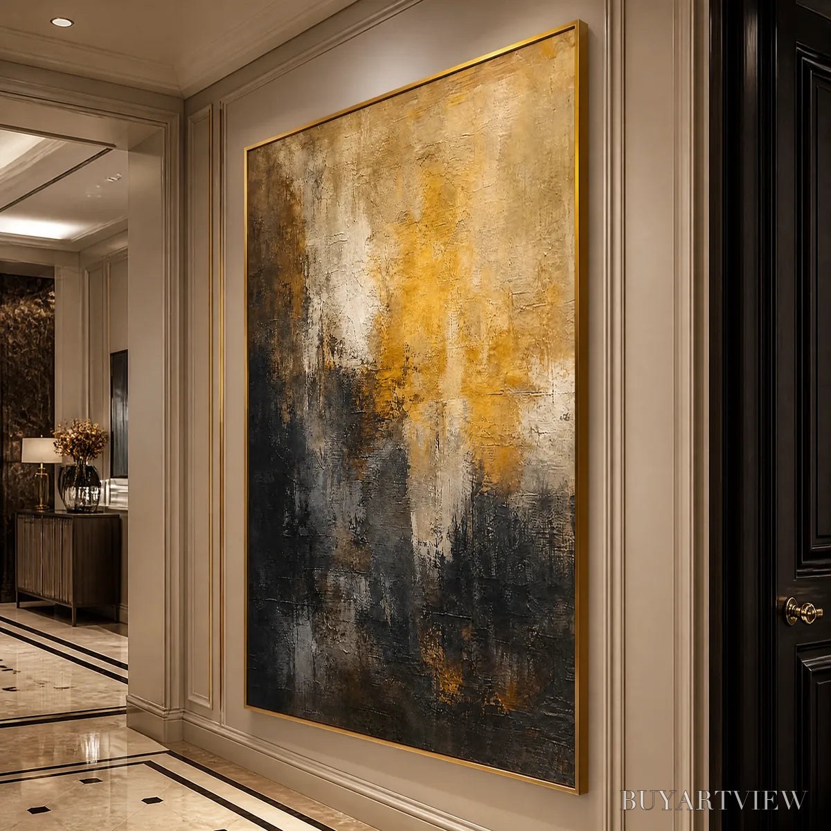 ARTOVITAS Dark Ember Rise – Dark Gold Vertical Abstract - image 4