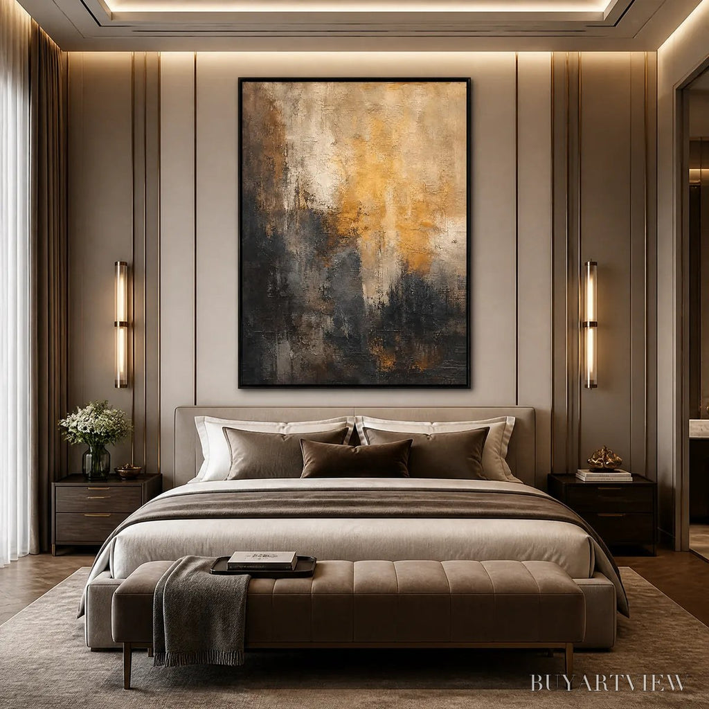 ARTOVITAS Dark Ember Rise – Dark Gold Vertical Abstract - image 6