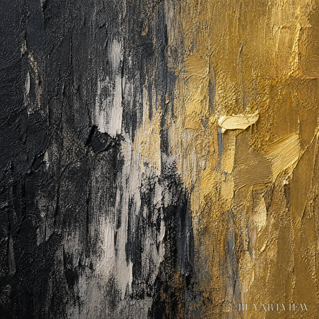ARTOVITAS Gilded Night – Black Gold Texture Abstract - image 3
