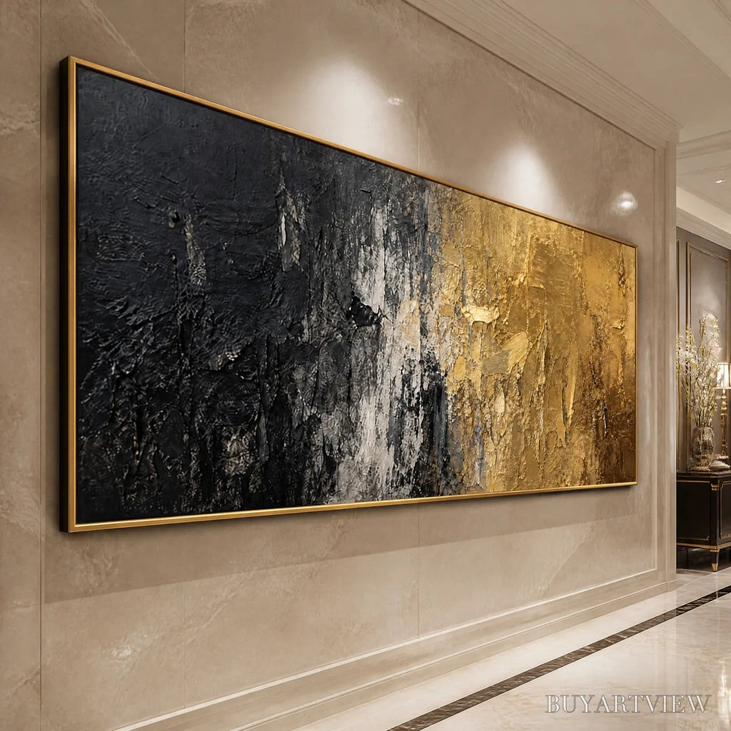 ARTOVITAS Gilded Night – Black Gold Texture Abstract - image 4