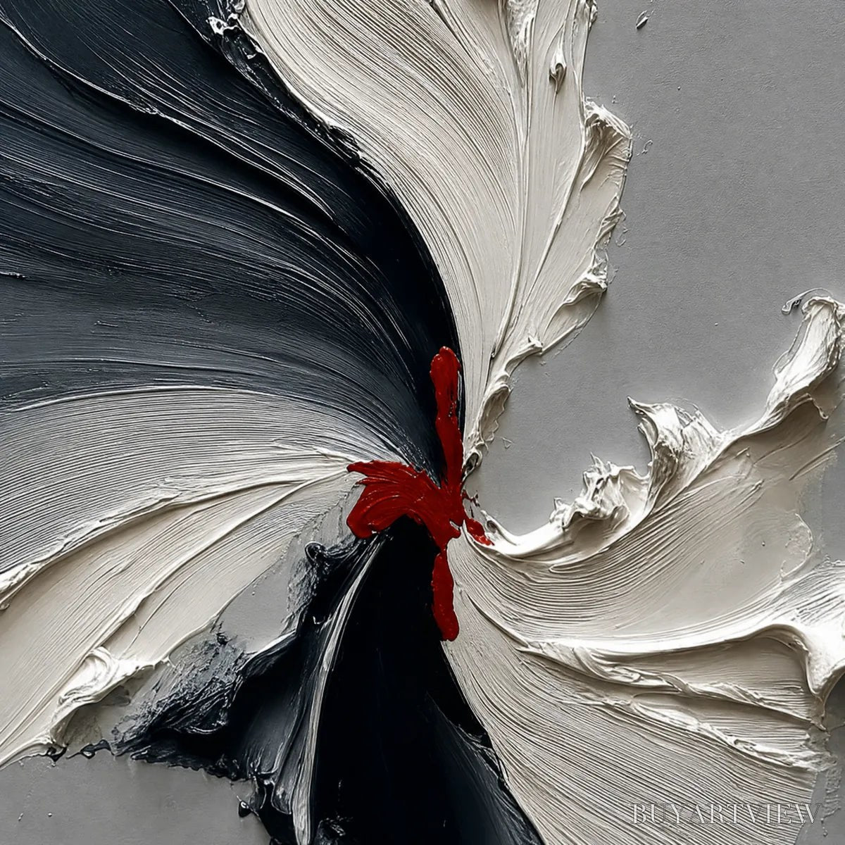 ARTOVITAS Catalyst – Grey & Black Textured Abstract Impasto Oil Painting - image 3