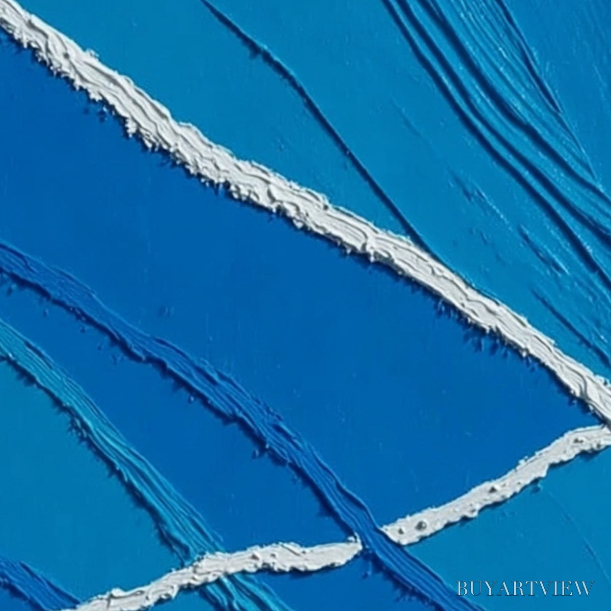 ARTOVITAS Aegean Tides – Large Textured Blue and White Abstract Impasto Painting - image 3