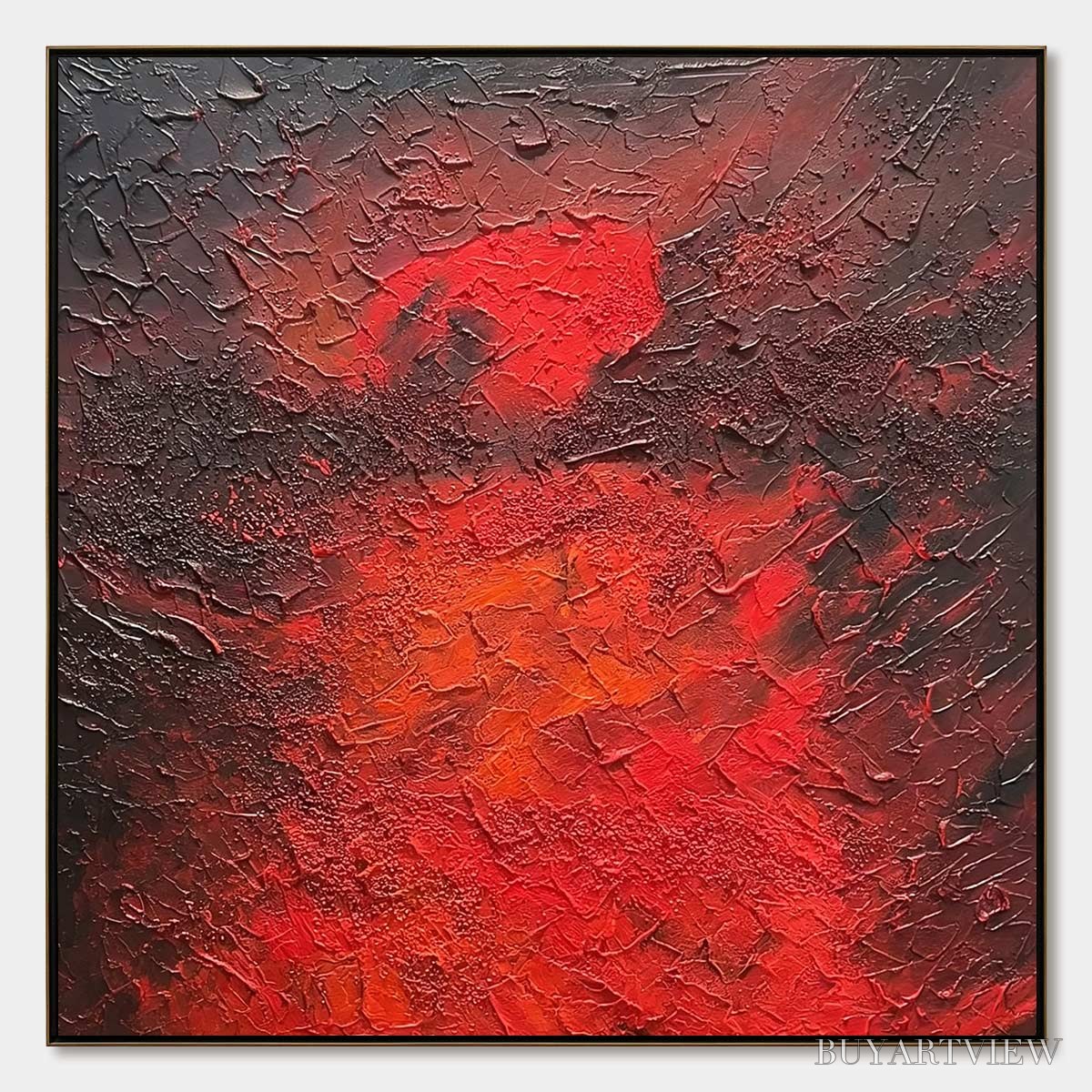 ARTOVITAS Inferno – Large Textured Red and Black Abstract Impasto Painting - image 1