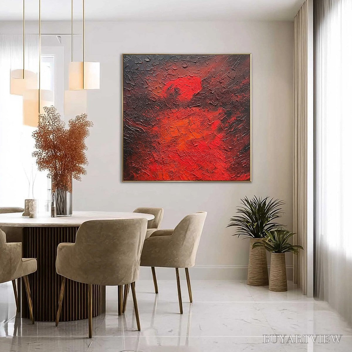 ARTOVITAS Inferno – Large Textured Red and Black Abstract Impasto Painting - image 2