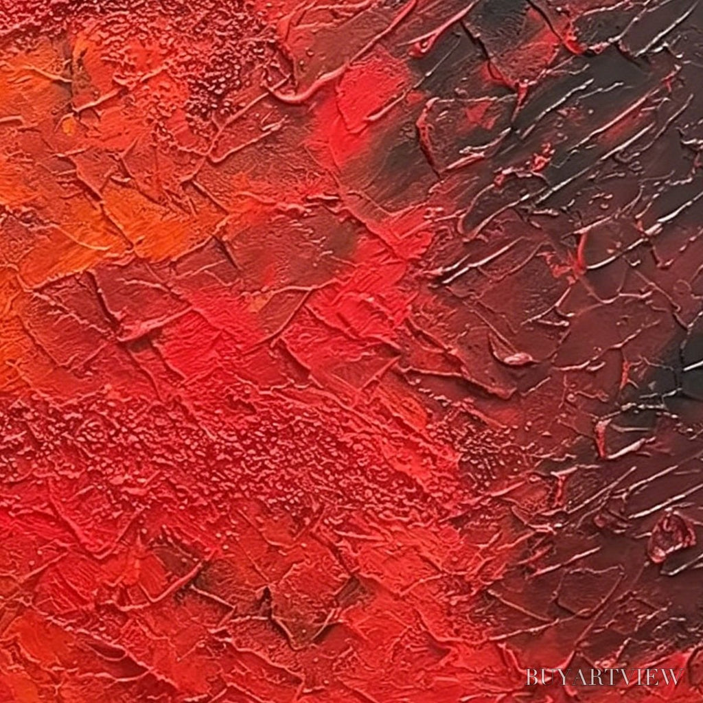 ARTOVITAS Inferno – Large Textured Red and Black Abstract Impasto Painting - image 3