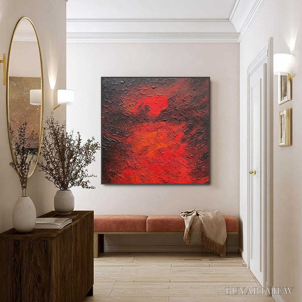 ARTOVITAS Inferno – Large Textured Red and Black Abstract Impasto Painting - image 4